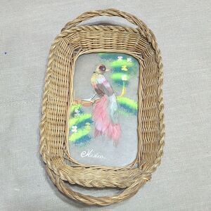VINTAGE feather BIRD BASKET VERY OLD AND DELICATE